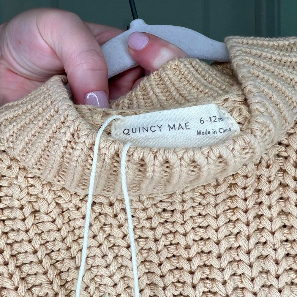 ☕️Quincy Mae Chinky Knit Organic Cotton Oversized Sweater in Shell NWT - Picture 3 of 6